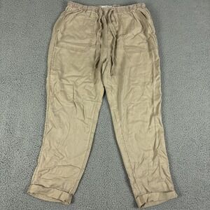 Nicole Miller Pants Womens Large Beige Cuffed Lyocell Drawstring Baggy New York